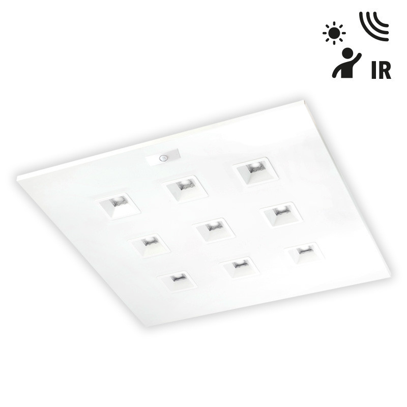 Luminaire Dalle LED PLAISIO 60x60 BLANC avec Détecteur IR ON-OFF Maître, Multi-puissance UGR16