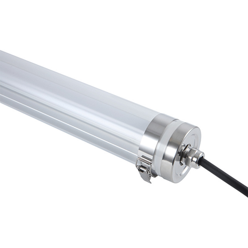 Luminaire tubulaire LED KOURSK III 70 OPAL 35W 2900K-IRC80-IP67-IK10-4950lm-CLIPS INOX - ELECTRA