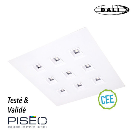 Luminaire dalle LED PLAISIO BLANC 60x60mm DALI 2 Multi-puissance 28W-4000lm 4000K-IRC80 - UGR16