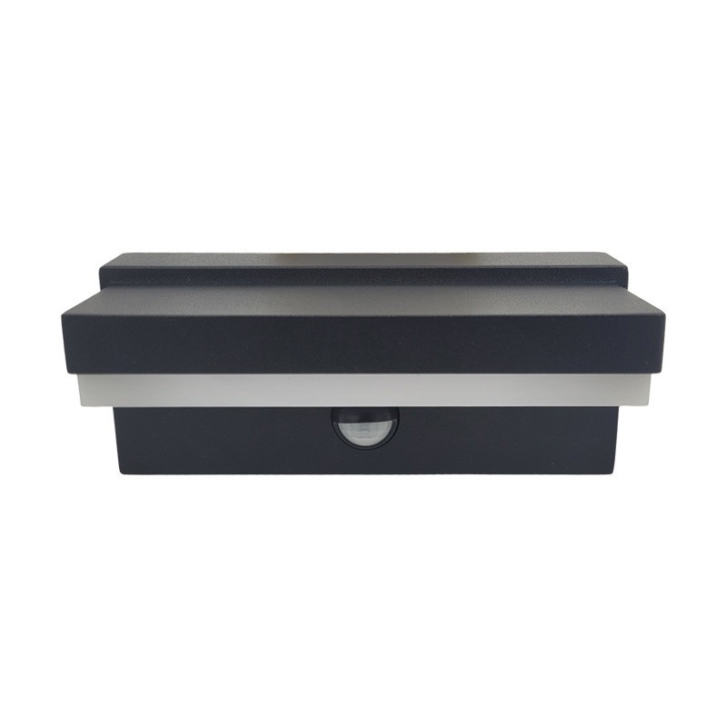 Vue de face Applique extérieur décorative, EKTOS 12W-3000K-IP65-1000lm avec détecteur IR