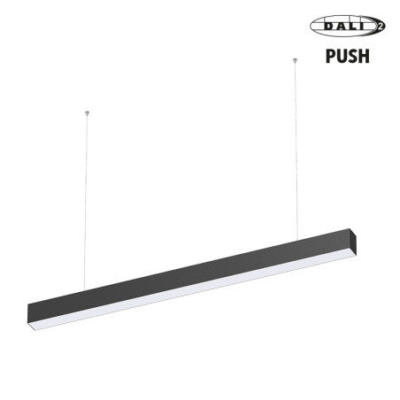 Luminaire apparent linéaire ORIZEO PRO UGR NOIR 32W 3650lm-2CCT (3000K-4000K) - DALI2 PUSH 1200mm avec filins de suspension