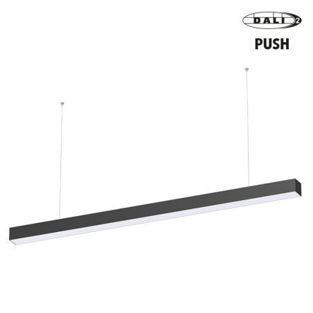 Luminaire apparent linéaire ORIZEO PRO UGR NOIR 38W 4400lm-2CCT (3000K-4000K) - DALI2 PUSH 1500mm avec filins de suspension