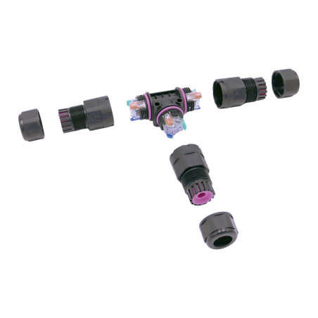 TEERAD CONNECTEUR T NOIR 3 SORTIES 3P IP68 A LEVIER