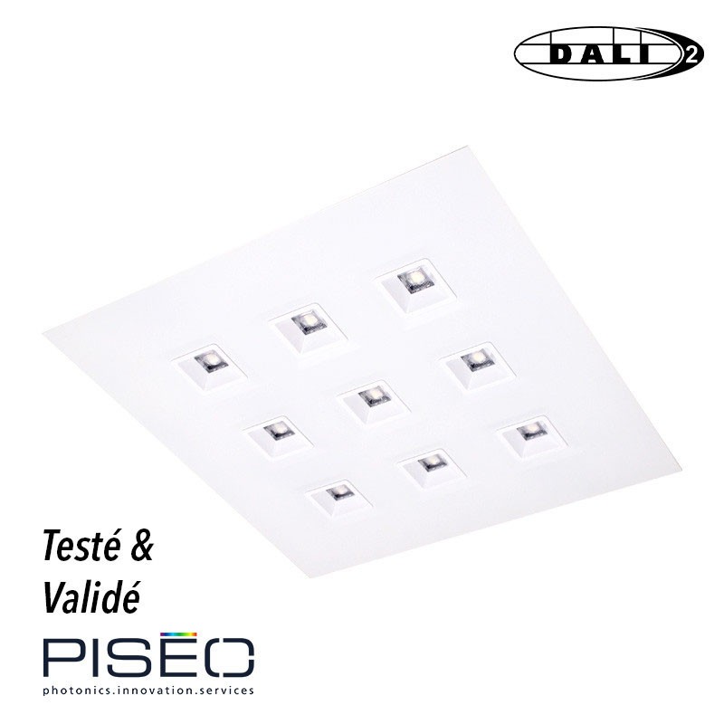 Luminaire dalle LED PLAISIO BLANC 60x60mm DALI 2 Multi-puissance 28W-4000lm 4000K-IRC80 - UGR16