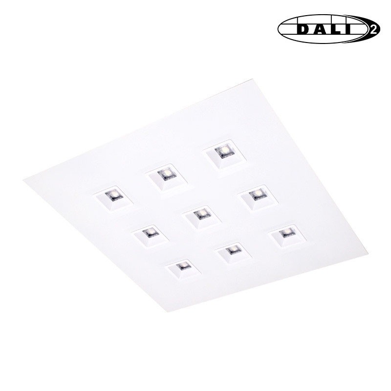 Luminaire Dalle LED PLAISIO BLANC 60x60mm DALI 2 PUSH Multi-puissance 28W-3800lm 3000K-IRC80 - UGR16