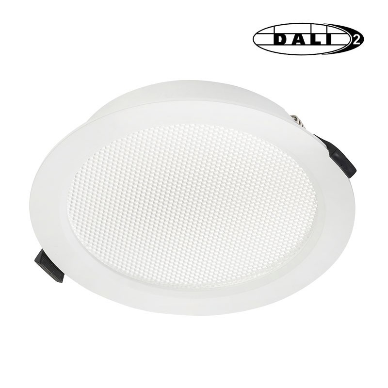 Vue du diffuseur Downlight OREALIS II CCT(3000K-4000K-5700K) 18W 2200lm Ø230x25mm DALI 2 PUSH UGR19